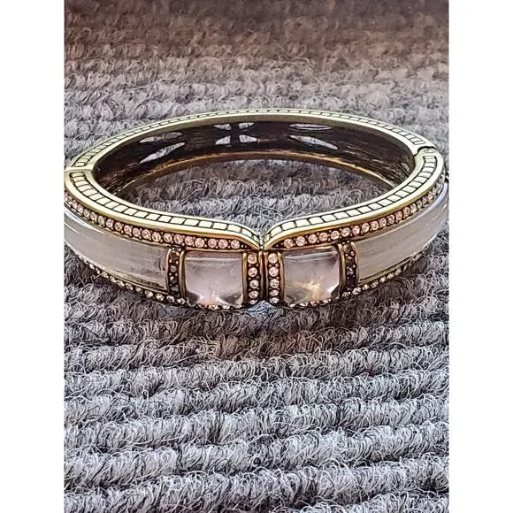 Heidi Daus White Crystal Deco Bangle Bracelet 7in M $250 - Picture 3 of 10
